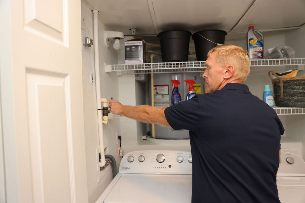 Laundry plumbing valve maintenance in Naples, FL home